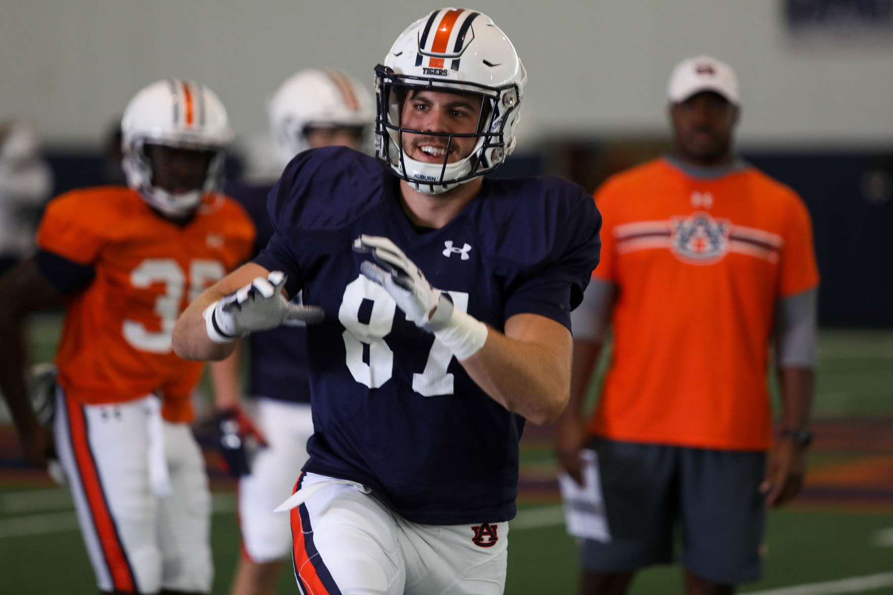 Auburn football practice on the first day of full pads